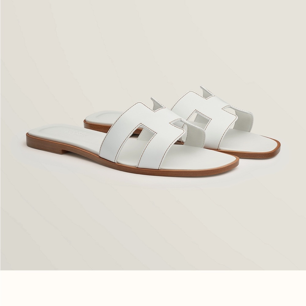 Hermes Oran Sandals Blanc White 36
